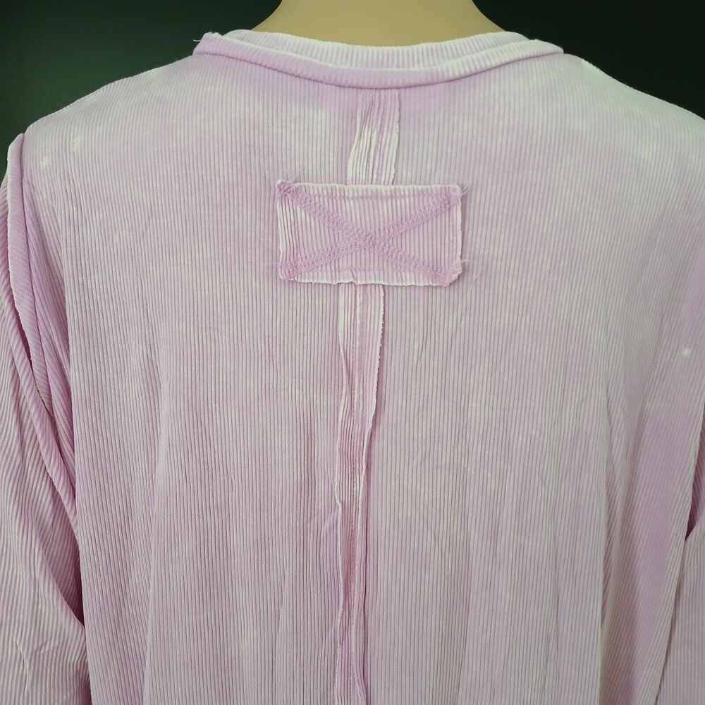 Zenana Women's Medium Pink Tye Dye Long Sleeve Inside Out Top - Picture 8 of 11